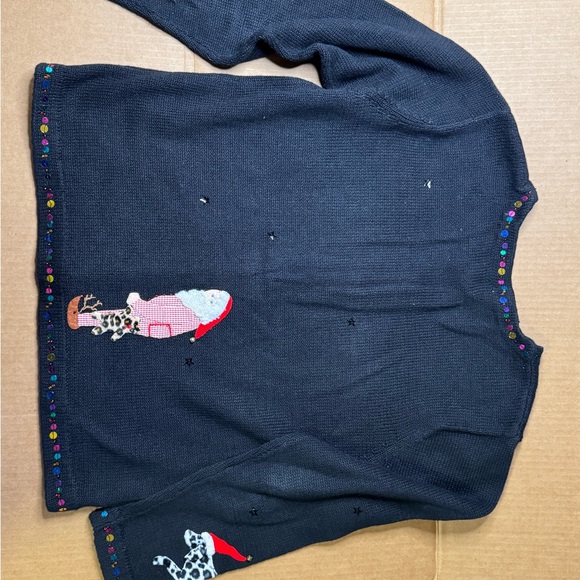 Susan Bristol Festive Black Cardigan with Santa Designs size medium - Picture 13 of 15
